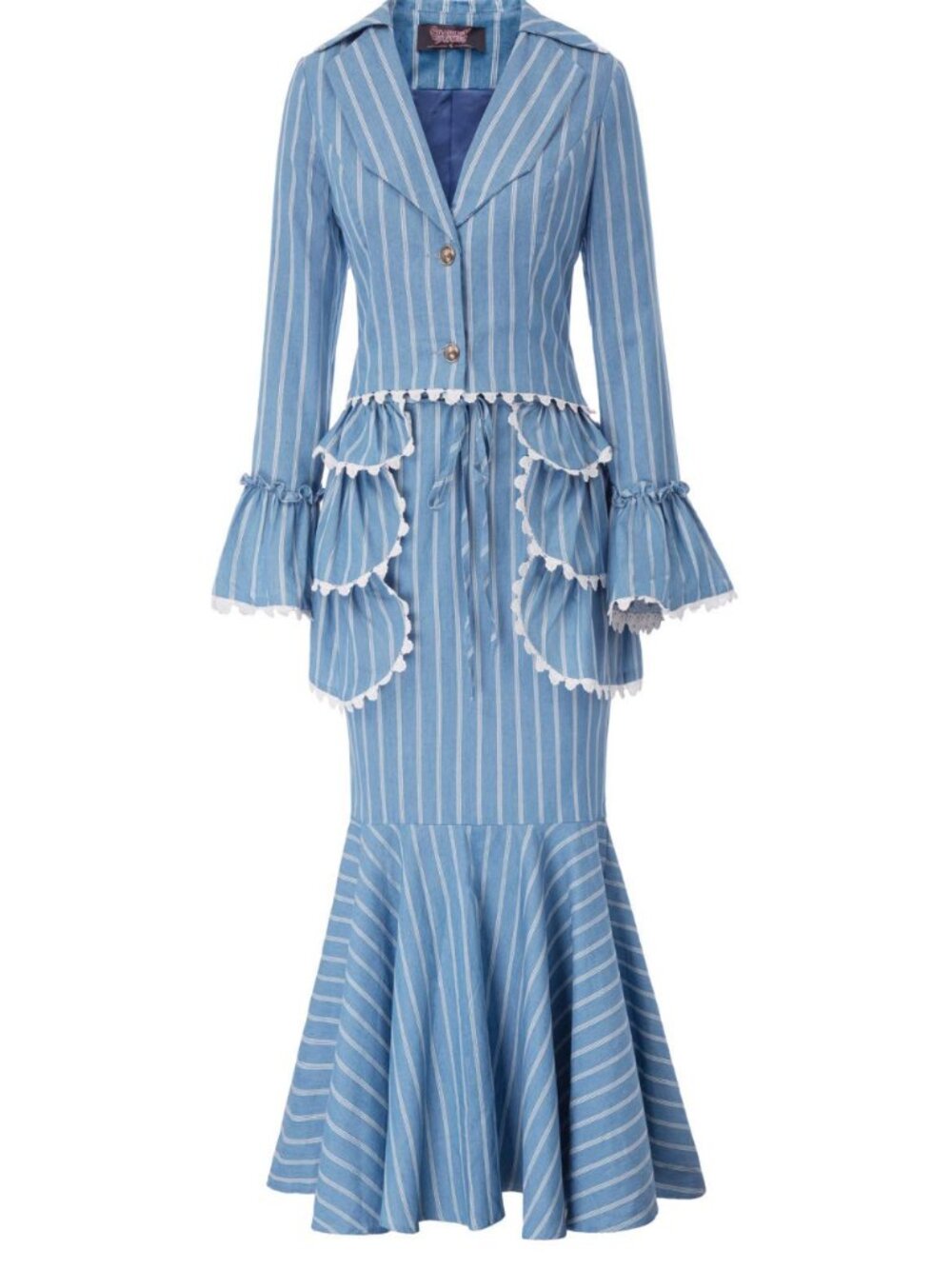 Edwardian Downton Abbey 1900s Vintage Form Fitting Peplum 3-PC Suit Costume